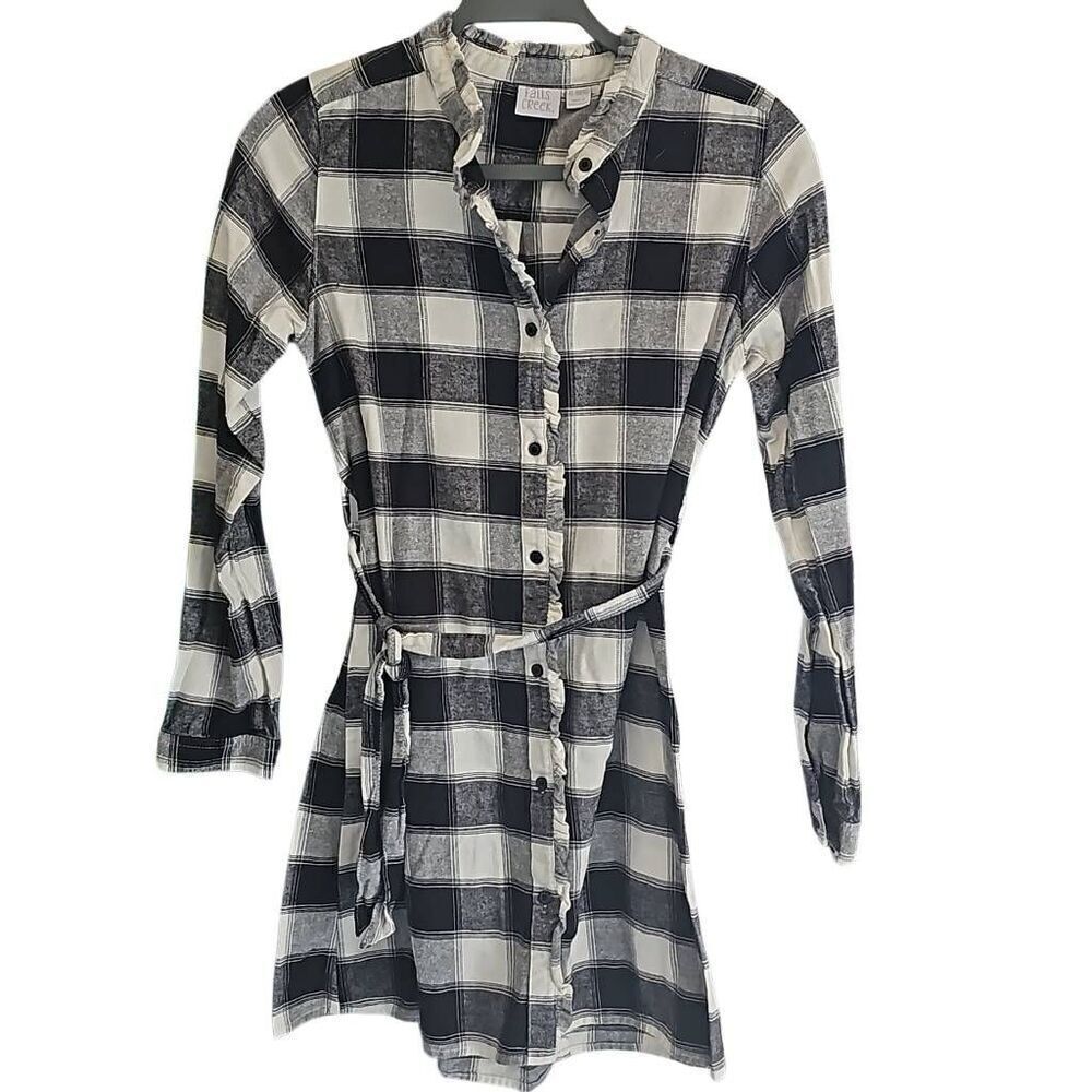 Falls Creek Junior girl, longsleeve plaid, flannel top. Button-down shirt. XL gi